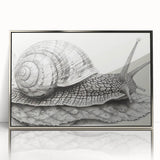 Framed wall art featuring a vibrant, stylized snail design in acrylic, showcasing intricate details and a silver frame, perfect for adding a touch of nature-inspired decor to any space.