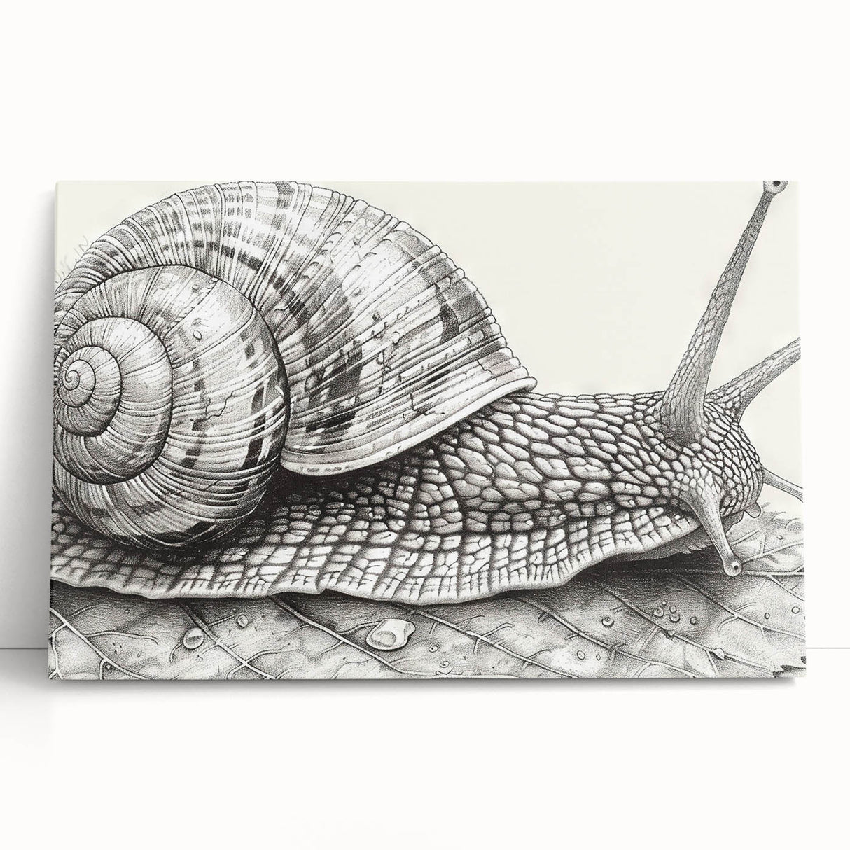 Colorful stretched canvas wall art featuring a whimsical snail design, perfect for nature-inspired decor, showcasing vibrant colors and intricate details. Ideal for animal lovers and art enthusiasts looking to enhance their living space.