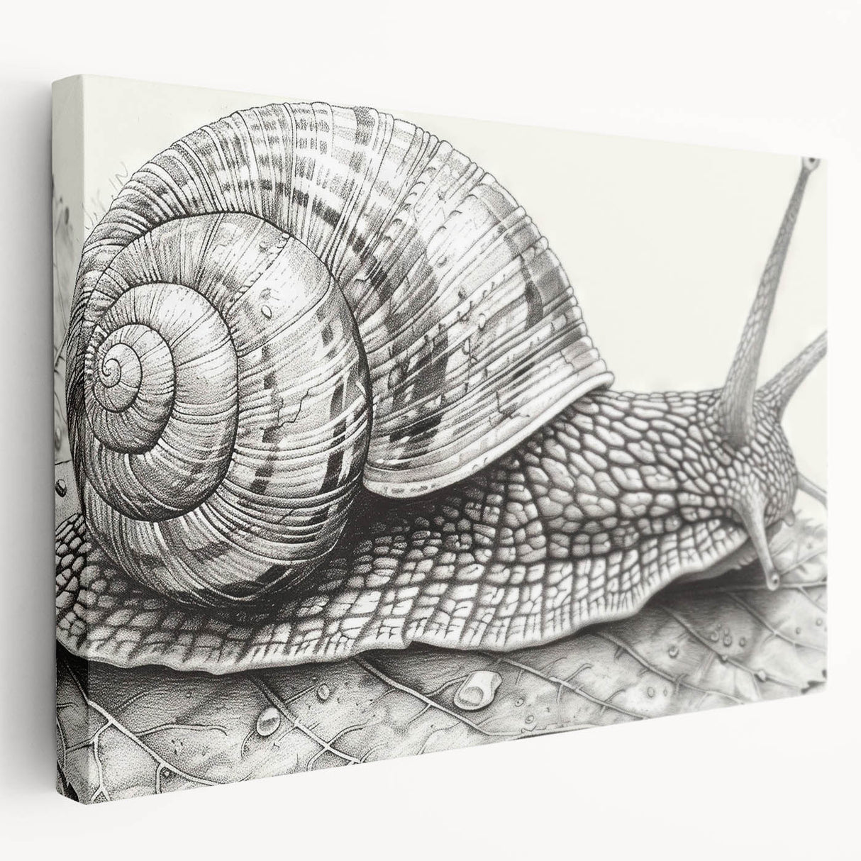 Colorful snail wall art design on stretched canvas, showcasing intricate details and vibrant hues, perfect for nature lovers and modern decor enthusiasts.