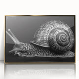 Framed wall art featuring a detailed gold-accented snail design, set against a vibrant backdrop, showcasing intricate patterns and textures for an elegant decor touch.