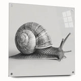 Acrylic wall art design featuring a detailed side view of a vibrant snail, showcasing intricate patterns and colors, ideal for animal-themed decor.