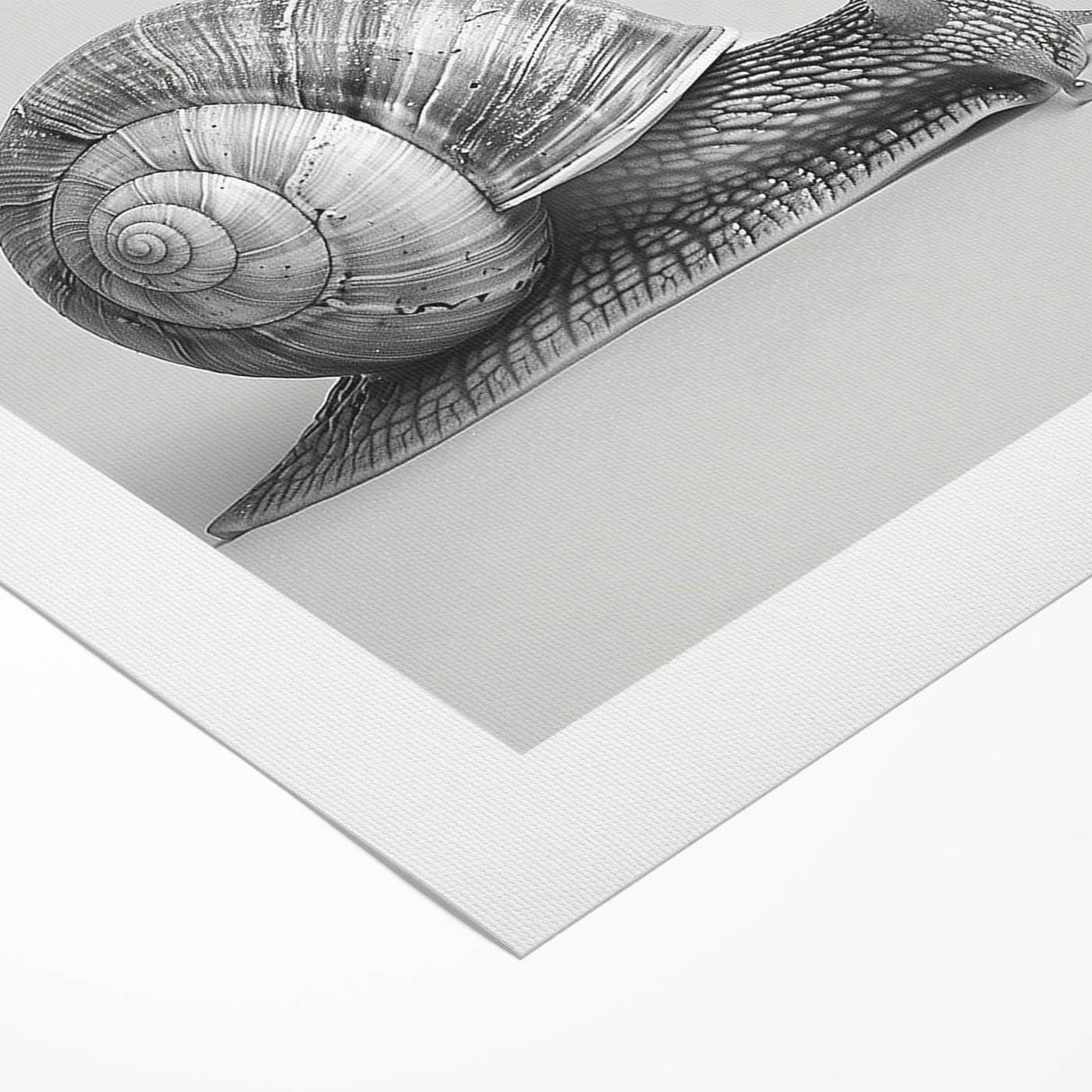 Rolled canvas featuring a vibrant snail design from a wildlife collection, showcasing intricate details and rich colors, ideal for nature-inspired decor.