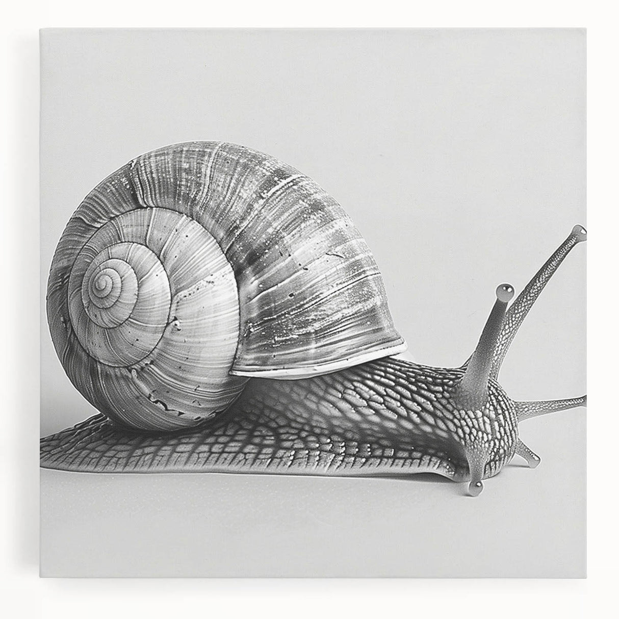 Colorful stretched canvas wall art featuring a whimsical snail design, showcasing vibrant hues and intricate details, perfect for adding a playful touch to home decor.