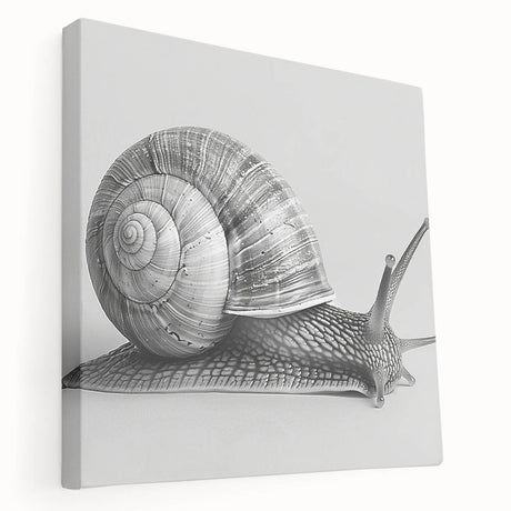 Stretched canvas wall art featuring a whimsical snail design in vibrant colors, showcasing intricate details and a playful aesthetic, perfect for home decor.