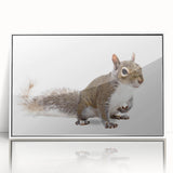 Framed wall art featuring a vibrant squirrel design set against a white background, showcasing intricate details and lively colors, perfect for animal lovers.