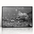 Framed wall art featuring a whimsical squirrel design in a black frame, showcasing vibrant colors and intricate details, perfect for animal lovers and home decor enthusiasts.