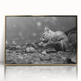 Framed wall art featuring a detailed squirrel design with gold accents, perfect for adding a touch of nature-inspired elegance to any room decor.