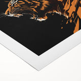Vibrant rolled canvas artwork showcasing a striking tiger design, featuring bold colors and detailed textures, perfect for elevating any wildlife-themed decor.
