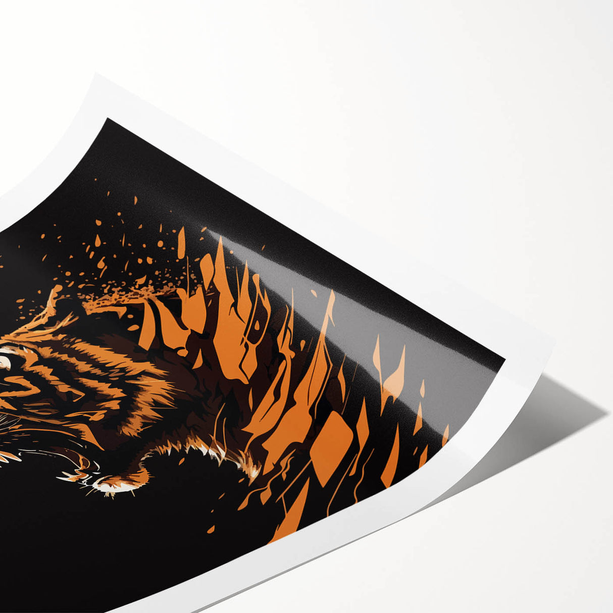 Vibrant tiger wall art print showcasing intricate details and rich colors, rolled and ready for framing, perfect for animal lovers and home decor enthusiasts.