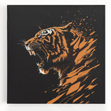 Vibrant stretched canvas wall art featuring a majestic tiger in a lush jungle setting, showcasing vivid colors and intricate details, perfect for wildlife enthusiasts.