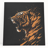 Stretched canvas artwork featuring a vibrant tiger design in a wild-life theme, showcasing stunning colors and intricate details, ideal for animal lovers' decor.