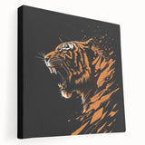 Stretched canvas showcasing a vibrant tiger design in a wild-life theme, featuring rich colors and intricate details, perfect for animal lovers and home decor.