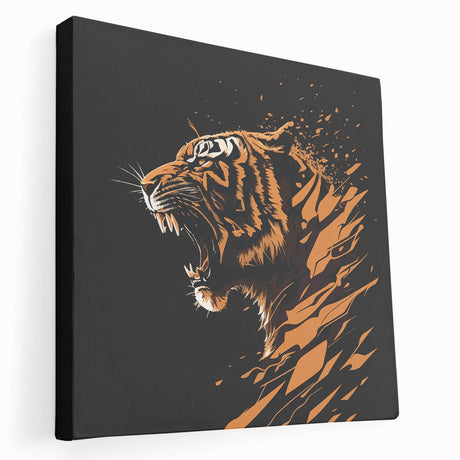 Stretched canvas showcasing a vibrant tiger design in a wild-life theme, featuring rich colors and intricate details, perfect for animal lovers and home decor.