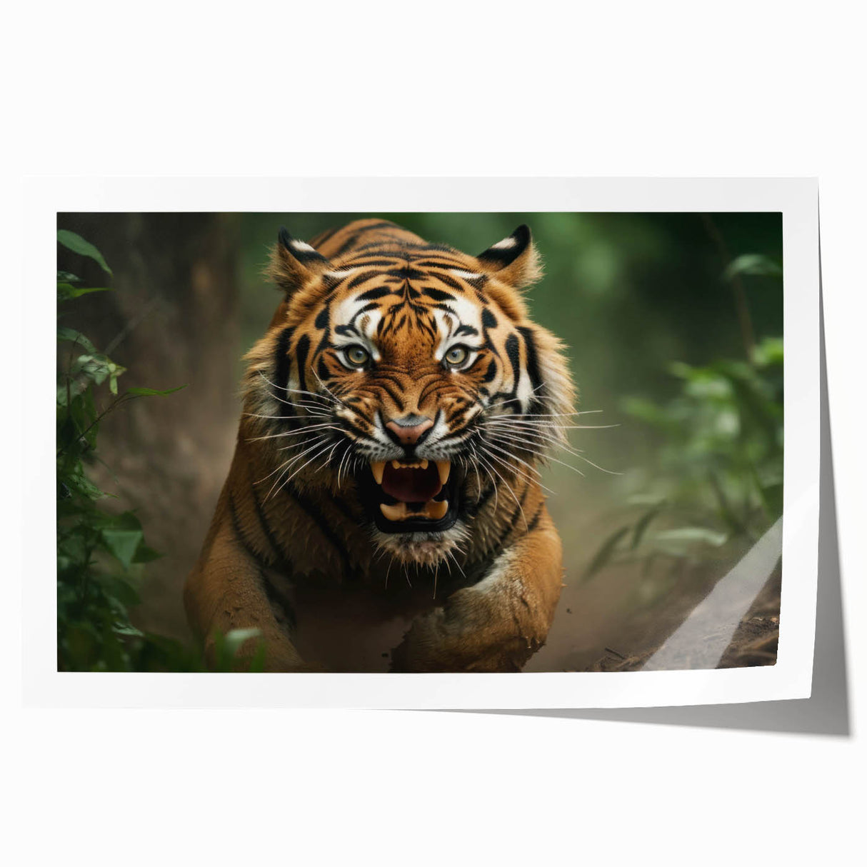 Stunning rolled print of a vibrant tiger illustration showcasing intricate details and bold colors, ideal for wildlife-themed decor and art lovers.