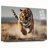 Vibrant acrylic wall art showcasing a striking tiger design in a side view, featuring vivid colors and intricate details, perfect for animal lovers and home decor enthusiasts.