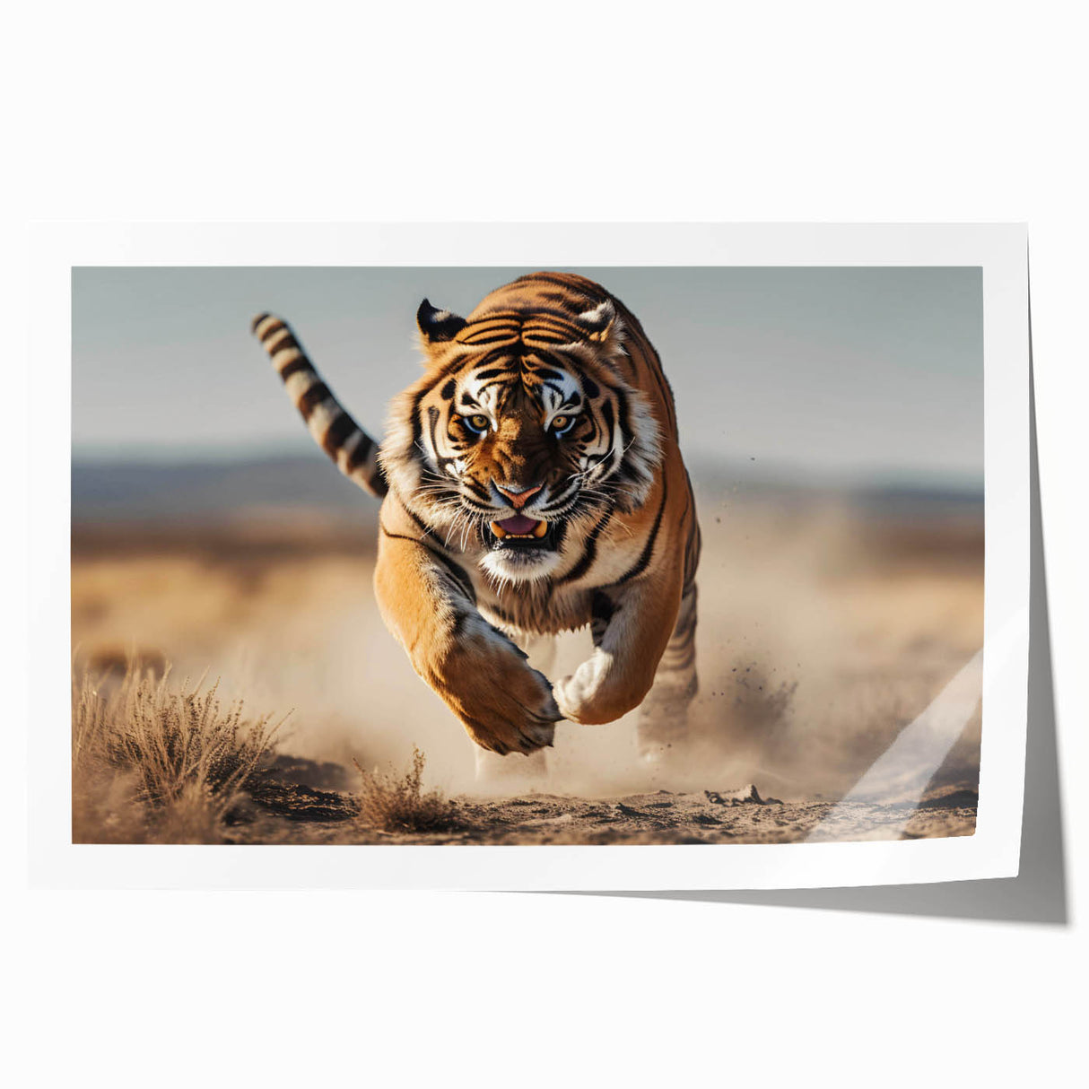 Vibrant rolled print showcasing a majestic tiger design, perfect for animal lovers and wildlife enthusiasts, beautifully packaged for easy display.
