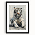 Framed wall art featuring a striking tiger design from the "Animals A Wild Life" collection, with a black mat and frame, showcasing vibrant colors and intricate details. Perfect for wildlife enthusiasts and home decor.