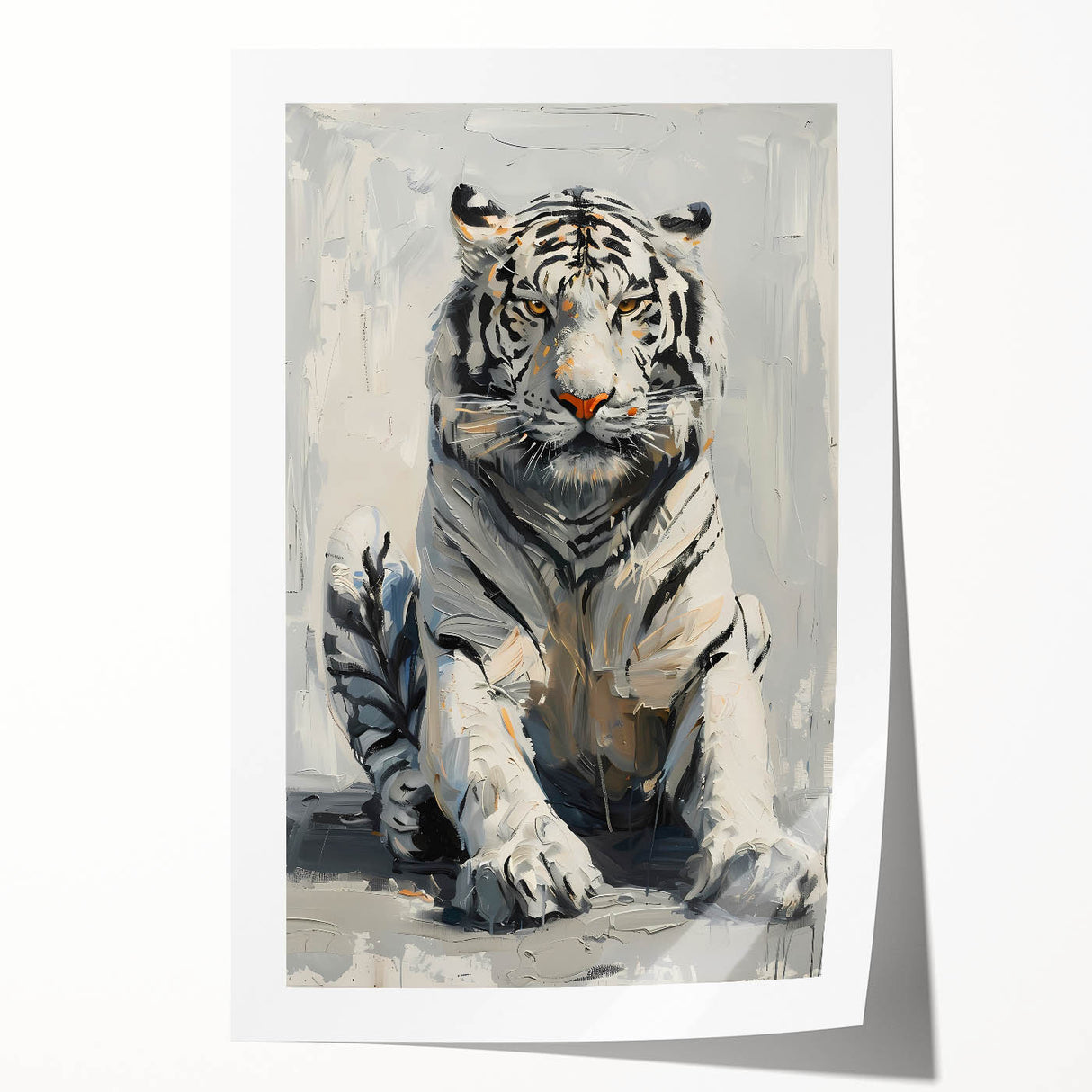 Vibrant tiger wall art print showcasing a majestic tiger in its natural habitat, featuring rich colors and intricate details, perfect for wildlife enthusiasts' decor.