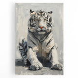 Vibrant stretched canvas wall art featuring a majestic tiger design, showcasing intricate details and rich colors, perfect for wildlife enthusiasts and home decor.