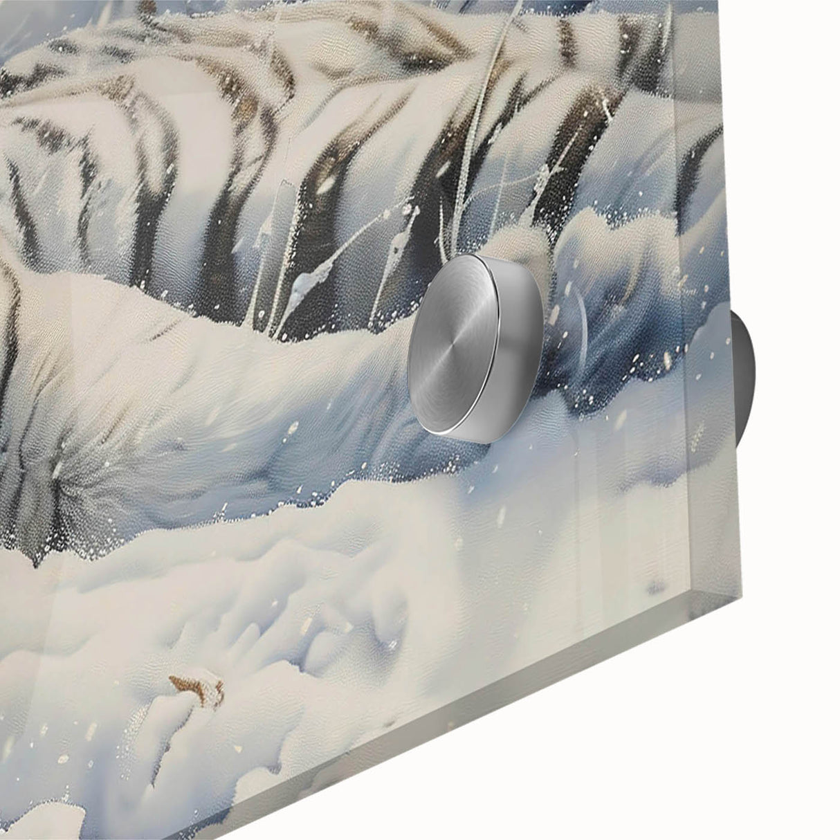 Close-up of a vibrant tiger wall art design, showcasing intricate details and bold colors, printed on acrylic glass, perfect for wildlife enthusiasts.
