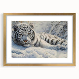 Framed wall art showcasing a striking tiger design, set in a gold frame with a mat, perfect for wildlife enthusiasts and home decor. Ideal for adding elegance and nature-inspired beauty to any room.