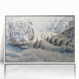 Framed acrylic wall art featuring a striking tiger design, showcasing vibrant colors and intricate details, ideal for animal lovers and home decor enthusiasts.