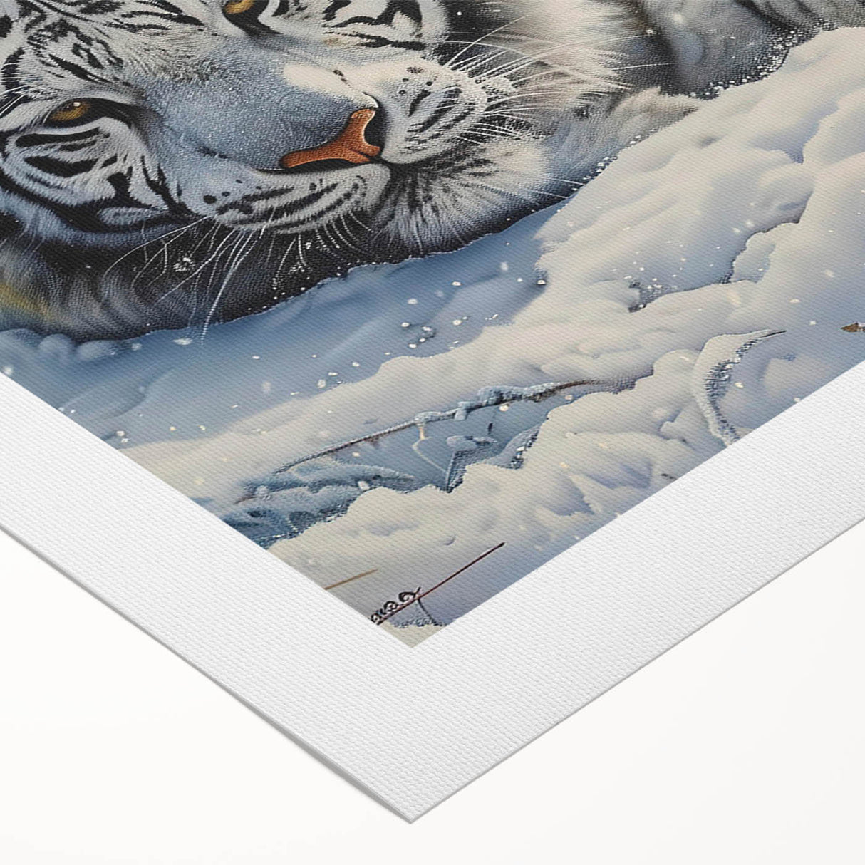 Vibrant rolled canvas artwork showcasing a majestic tiger design, perfect for wildlife enthusiasts and home decor, presented in a protective cardboard tube.