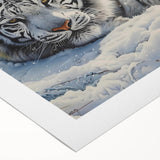Vibrant rolled canvas artwork showcasing a majestic tiger design, perfect for wildlife enthusiasts and home decor, presented in a protective cardboard tube.