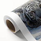 Vibrant rolled canvas wall art featuring a majestic tiger design, showcasing intricate details and bold colors, perfect for wildlife enthusiasts and home decor.