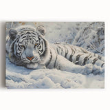 Stretched canvas wall art showcasing a vibrant tiger design in a frontal view, perfect for wildlife enthusiasts seeking bold home decor with animal themes.
