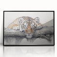 Framed wall art featuring a striking tiger design in vibrant colors, showcasing intricate details and a sleek black frame, ideal for wildlife enthusiasts.