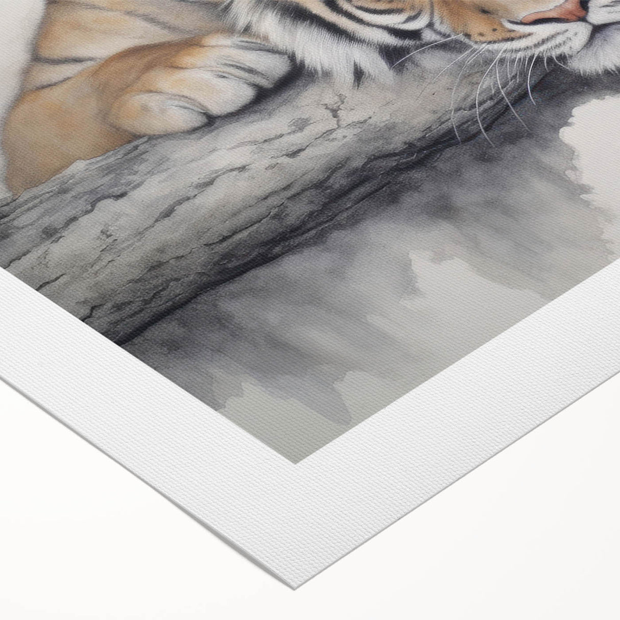 Vibrant rolled canvas featuring a striking tiger design, showcasing bold colors and intricate details, perfect for wildlife-themed decor in homes or offices.