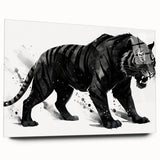 Side view of a stunning acrylic glass wall art featuring a vibrant tiger design, showcasing intricate details and bold colors, perfect for wildlife enthusiasts.