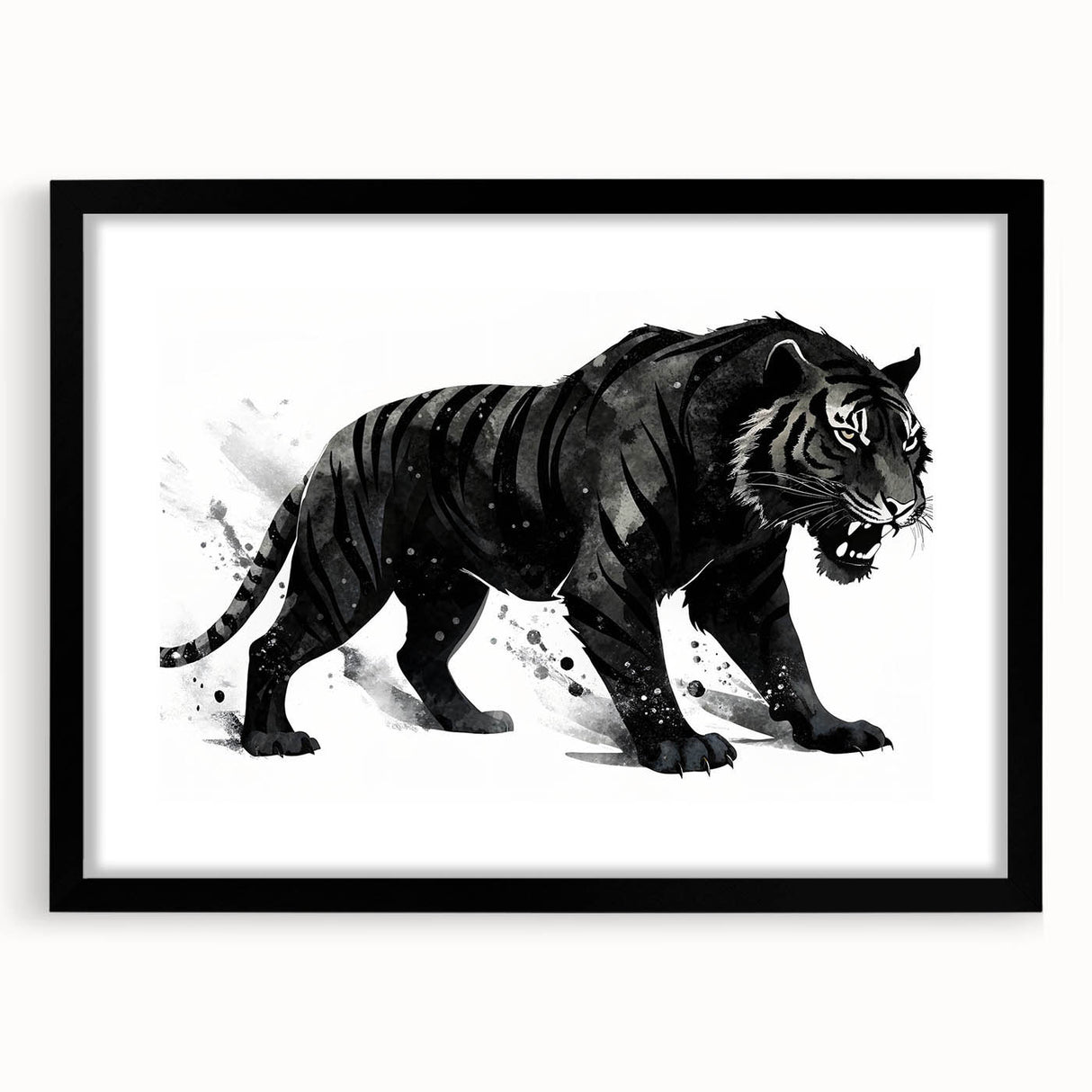 Framed wall art featuring a striking tiger design, showcasing vibrant colors and intricate details, perfect for wildlife enthusiasts and home decor.