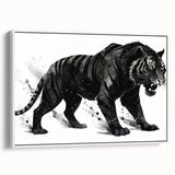 Framed canvas wall art showcasing a stunning tiger design in vibrant colors, set against a white background, perfect for animal and wildlife enthusiasts.