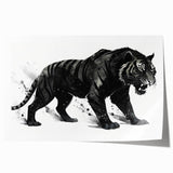 Vibrant rolled print of a majestic tiger in a wild jungle setting, showcasing intricate details and bold colors, perfect for animal lovers and home decor enthusiasts.