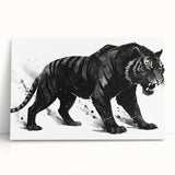 Stretched canvas artwork featuring a majestic tiger design, vibrant orange and black colors, ideal for wildlife enthusiasts, perfect for home decor.