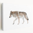Stretched canvas wall art depicting a striking wolf design in a natural setting, showcasing intricate details and vibrant colors, perfect for animal lovers and home decor.