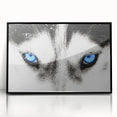 Framed wall art featuring a striking black and white wolf design, showcasing intricate details and a modern aesthetic, perfect for nature enthusiasts and home decor.
