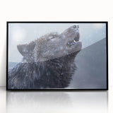 Framed wall art featuring a striking wolf design from the Animals A Wild Life collection, showcasing intricate details and a sleek black frame, ideal for nature enthusiasts.