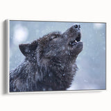 Framed canvas wall art featuring a striking wolf design in a natural setting, showcasing detailed fur textures and vibrant colors, perfect for wildlife enthusiasts.