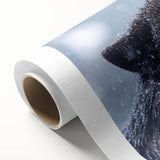 Bold wolf design wall art on rolled canvas, showcasing intricate details and vibrant colors, perfect for nature enthusiasts and wildlife decor. Ideal for home or office settings, this striking piece brings the beauty of the wild indoors.