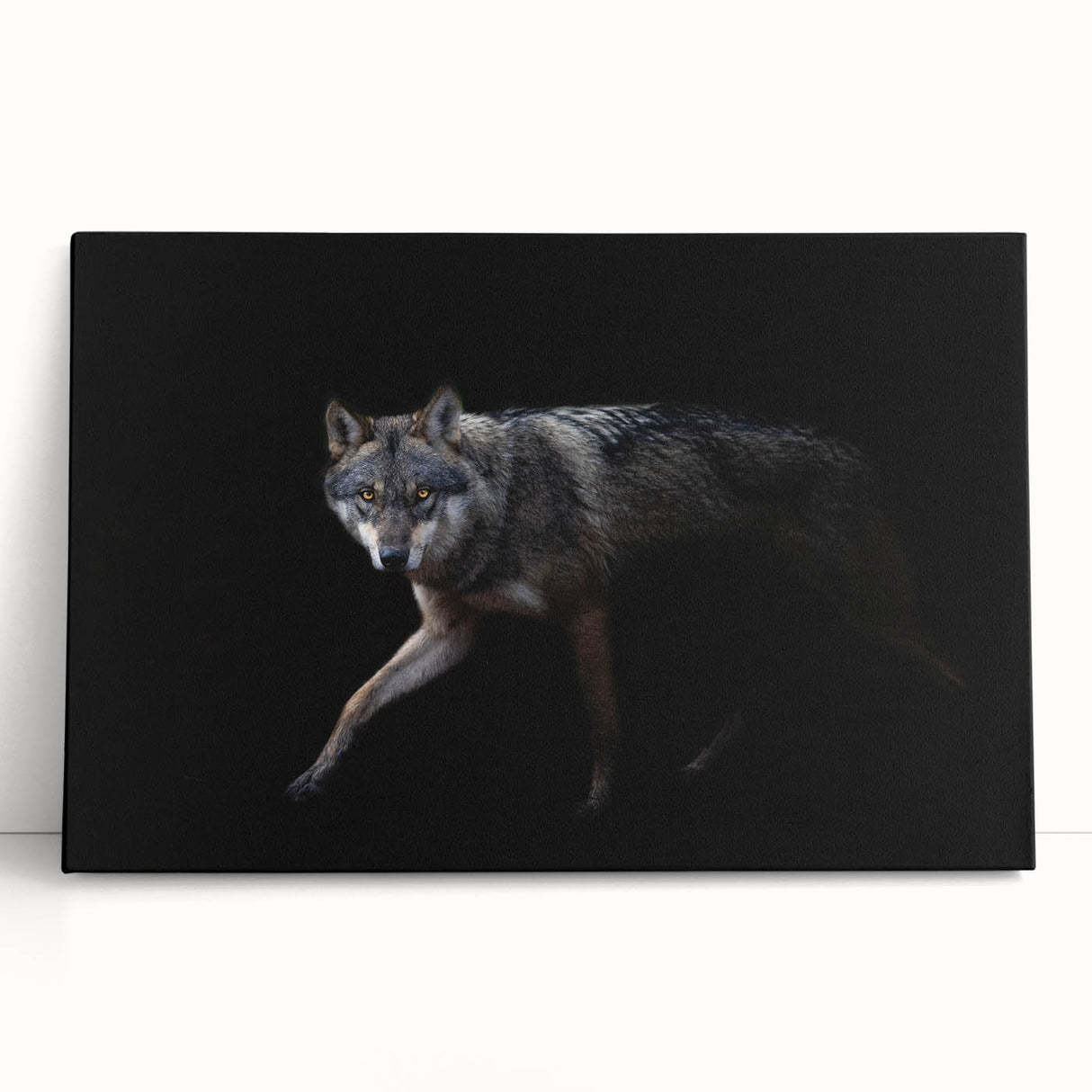 Artistic canvas print showcasing a striking wolf design, perfect for wildlife enthusiasts. The piece features rich colors and intricate details, evoking a sense of nature's majesty. Ideal for home decor or as a gift for animal lovers, this artwork adds a touch of wild beauty to any space.