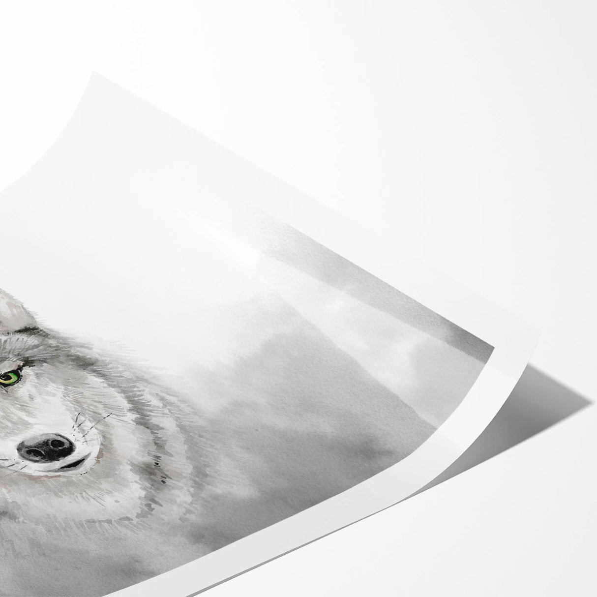 Wolf wall art print showcasing a striking wildlife design, featuring a detailed illustration of a wolf against a vibrant forest backdrop, ideal for nature lovers.