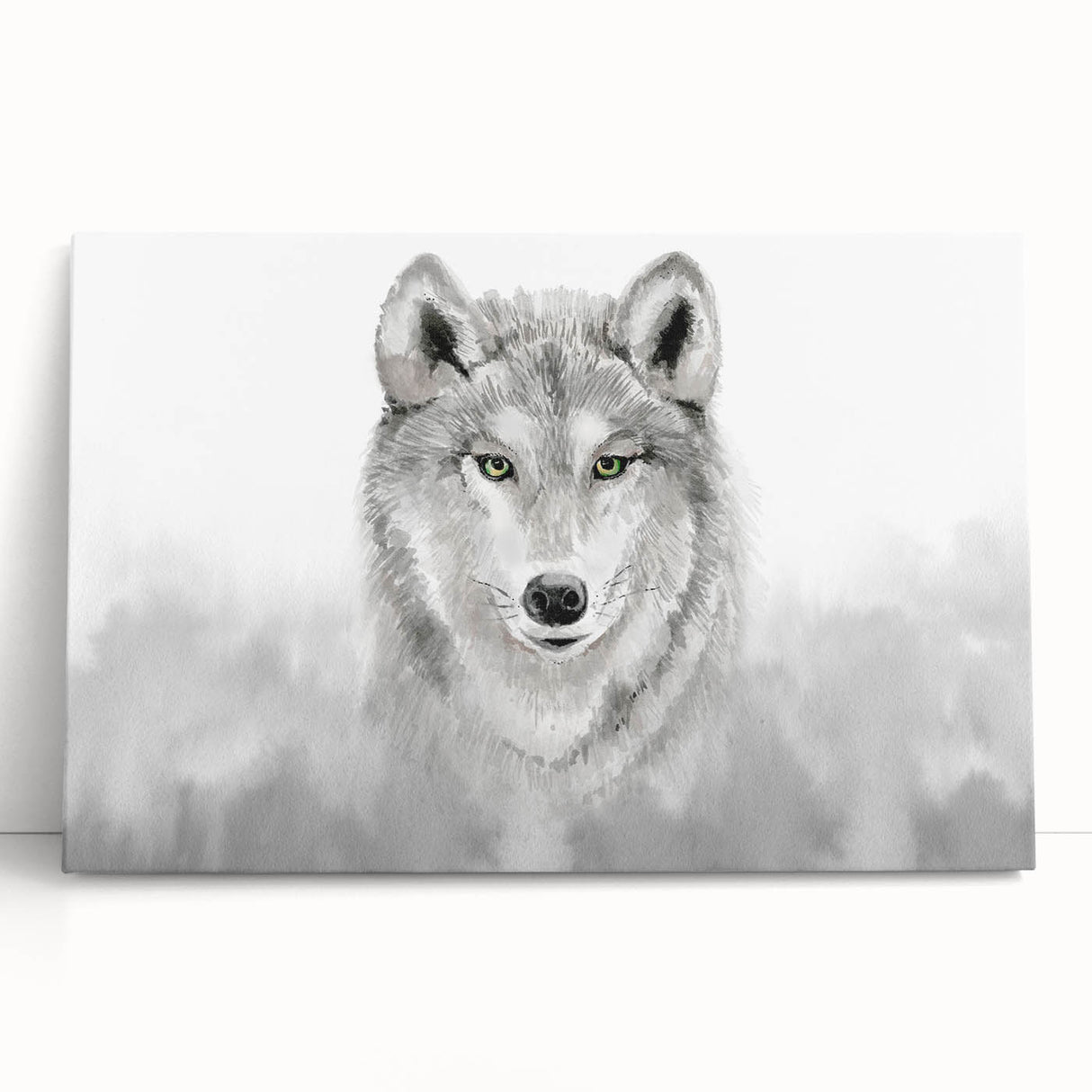 Stretched canvas wall art showcasing a striking wolf design, featuring vivid colors and detailed textures, perfect for wildlife decor enthusiasts. Ideal for enhancing home or office spaces with a nature-inspired theme.