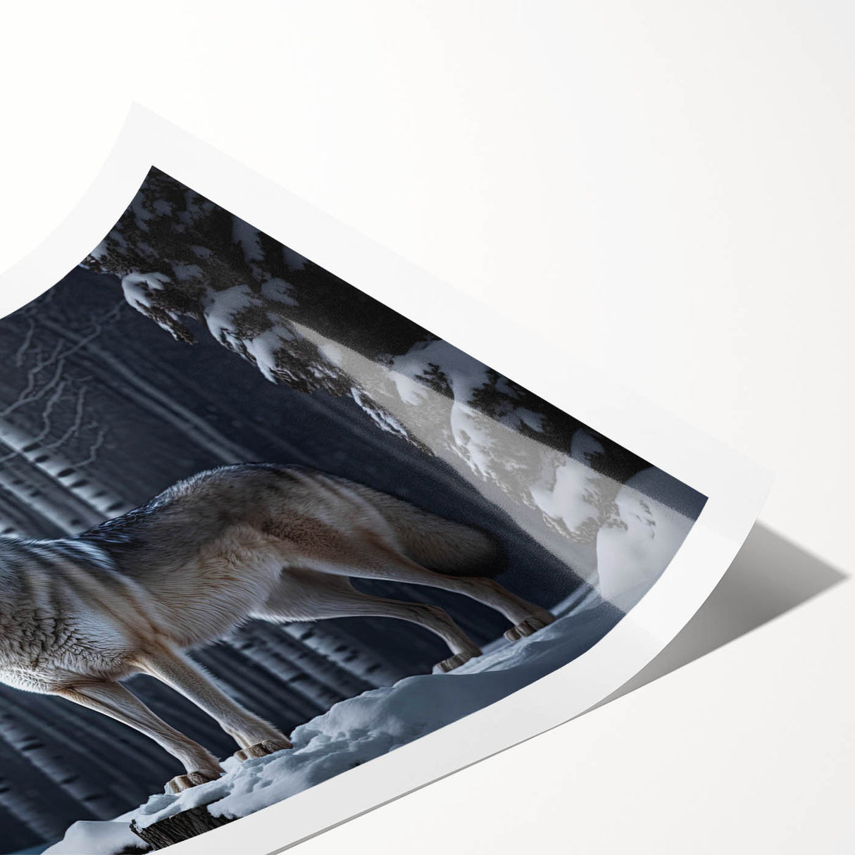 Wolf-themed wall art print showcasing a majestic wolf in a natural setting, highlighting intricate details and vibrant colors, perfect for wildlife enthusiasts.