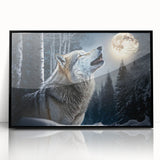 Framed wall art featuring a striking black acrylic design of a wolf, showcasing intricate details and a modern aesthetic, perfect for adding a bold statement to any interior decor.