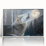 Framed acrylic wall art showcasing a striking wolf design, featuring vivid colors and intricate details, ideal for wildlife enthusiasts and home decor.