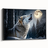 Framed canvas wall art featuring a striking wolf design, showcasing intricate details and a black frame, perfect for adding a wild touch to home decor.