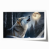 Stunning wall art featuring a detailed grey wolf design against a natural backdrop, ideal for wildlife enthusiasts and home decor lovers. This rolled print showcases the beauty of nature, perfect for enhancing any living space.